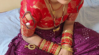 Bhaiya's step sister was wearing lehenga blouse and her step brother took out her pussy on the bed