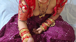 Bhaiya's step sister was wearing lehenga blouse and her step brother took out her pussy on the bed
