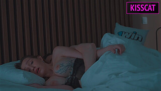 Step son Touches Step mom's Tits in Shared Bed and She Fucks Him Cowgirl the Next Day