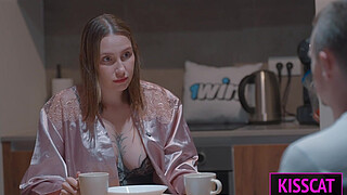 Step son Touches Step mom's Tits in Shared Bed and She Fucks Him Cowgirl the Next Day