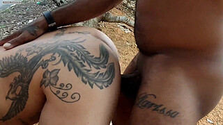 SLUT IN THE MIDDLE OF A ROAD MOVES THREE-MAN FUCKING WITHOUT LIMITS