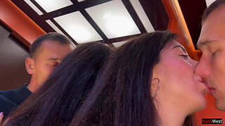 Risky Public Anal Sex in Elevator POV Blowjob Cum on Booty