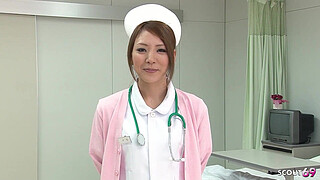 Japanese Teen Nurse seduce to Intense Orgasm with Hitachi Vibrator Stick at Hospital