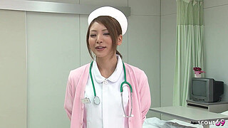 Japanese Teen Nurse seduce to Intense Orgasm with Hitachi Vibrator Stick at Hospital