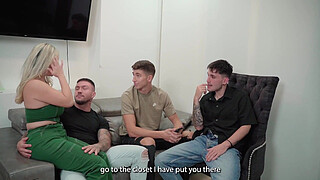 Boy shares his girlfriend with his two friends for Christmas Tatiana Álvarez MILF with huge boobs