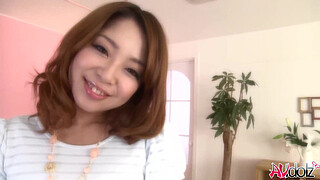 Japanese brunette Mirei Oomori exciting trimmed pussy enjoys various fuck positions uncensored.