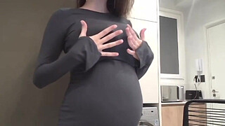 My beloved stepmom fondles her big milky tits