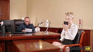 DADDY4K. Hot Czech whore came to the interview and was fucked on the table by her BF’s StepDaddy
