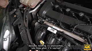 MATURE4K. Mature bitch Texas Patti is fucking on top of her car in front of her husband