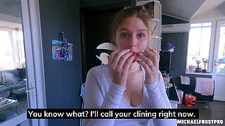 The useless cleaner pays for the fuck-up with her pussy!