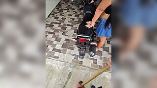 After the party, the babe waits for the Uber and I convince her to go to my house.