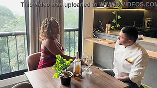 Curvy Hot ebony milf its planted for her Date and fuck the chef big penis for confort- Carla Morelli