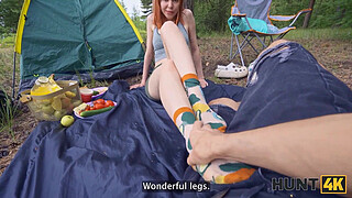 HUNT4K. Russian Chloe jumped on a huge penis in front of her boyfriend