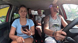 Ted hitched a ride with Mari and Chell and got a young chick in the back seat - Candy Debby