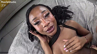 Ebony Marcela fuck finishing him with handjob