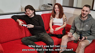 Stepsister fucks with brother's best friend while stepbrother plays videogames(squirt at min. 10.35) - English subtitles - Undress Saga ep. 03