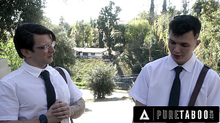 Lonely MILF Gets Spitroasted By Mormons