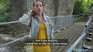 Public Agent Her wet fanny is spread wide open outdoors