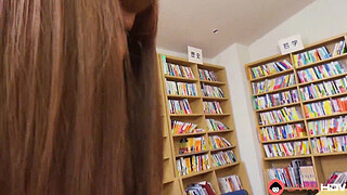 Japanese teen Misaki Asukao shows her sexy body to a boy in library uncensored.