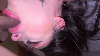 My stepsister gets fucked in the mouth and her tight vagina