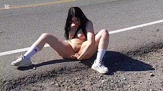 BITCH MASTURBATES IN THE MIDDLE OF THE ROAD AND LETS ME PUSSY IN HER SO I CAN TAKE HER HOUSE!