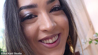 Colombian slut Melania Dark submissively uses a big shaft in her tight arse EKS553