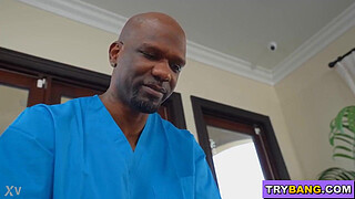 BANGBROS - Busty Black Chick Baby Gemini Receives Thai Massage From Chocolate God