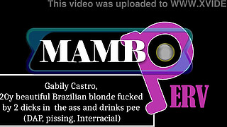 Gabily Castro, 20y beautiful Brazilian blonde fucked by 2 dicks in the arse and drinks pee (DAP, pissing, Anal, 0% pussy, 4on1, ATM, pawg, IR, BBC) OB477