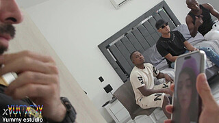 Madison stil cheats on her husband with some friends then gets caught so he joins the gang bang on an intense dp fuck to cum on her face