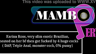 Karina Rose, very slim exotic Brazilian, cheated on her bf then got fucked by 4 huge cocks ( DAP, Triple Anal penetration, monster penis, slim, 0% pussy) OB481