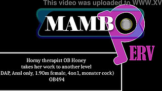 Horny therapist OB Honey takes her work to another level (DAP, Anal only, slim, 1.90m female, 4on1, Brazilian, monster penis, BBC) OB494