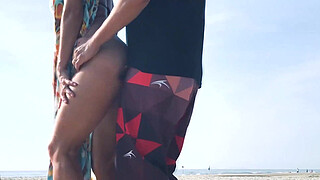 Just Go Away! Milf Gets standing Anal in front of everyone After Teasing Stranger on the beach