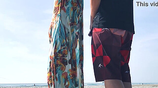 Just Go Away! Milf Gets standing Anal in front of everyone After Teasing Stranger on the beach