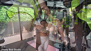 Arab chick With Hijab turns on the workers in the gym and we end up in a gangbang