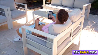 BANGBROS - Big Tits MILF Justine Jakobs Finds Stepson Jerking Off And Lends Him A Hand