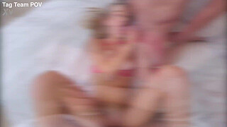 Emma's First Threeway Ends With Cum In Her Mouth And Pussy