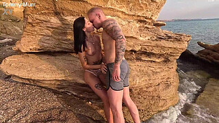 I took slender Eva Tender to a beautiful place by the sea and received thanks in the form of anal