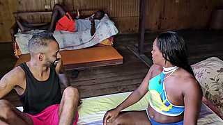 Fucked his young step cousin's booty and pussy with her father in the bed next to her