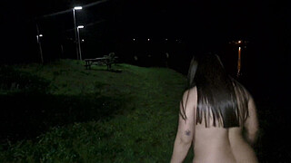 Horny big arse Latina fucks in a public park outdoors