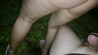 Horny big arse Latina fucks in a public park outdoors