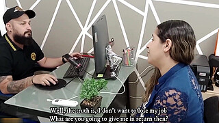 Woman gives her boss a rich oral to keep her job and he is satisfied after pouring milk in her mouth - Spanish porn