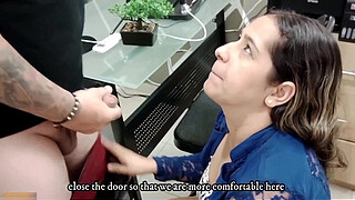 Woman gives her boss a rich oral to keep her job and he is satisfied after pouring milk in her mouth - Spanish porn