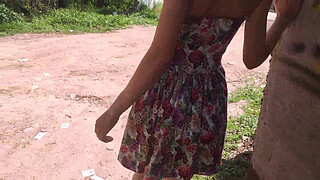 public blowjob in the park, cum on tits - POV