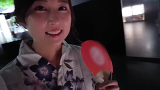 Beautiful and divine tits peeking out from a yukata and a pie-pan pussy with light pigmentation [Yunachi (stage actor)].