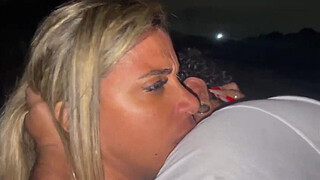 WIFE MAKES FAN CUM 3 TIMES RUBBING HOT WITHOUT A CONDOM ORAL SEX IN FRONT OF EVERYONE IN PUBLIC