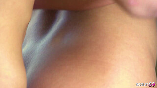 Slim Fitness Model Teen with small Tits Giselle Leon at her First Time Casting Sex with Big Cock Guy