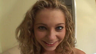 Blonde babe blowjob fuck five hard dicks to one same mouth cum